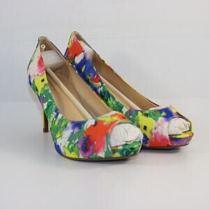 Liz Claiborne Floral Peep Toe Heels Size 10M New Without Box